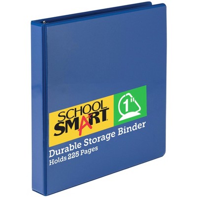 School Smart Durable Polypropylene D Ring Binder, 1 Inch, Blue