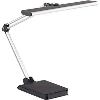 360 Lighting Flynn Modern Desk Lamp 25" High Metallic Black Silver with USB Charging Port Phone Cradle Adjustable Swivel LED for Living Room Office