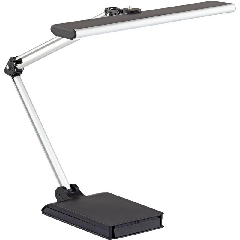 360 Lighting Flynn Modern Desk Lamp 25" High Metallic Black Silver with USB Charging Port Phone Cradle Adjustable Swivel LED for Living Room Office, 1 of 10
