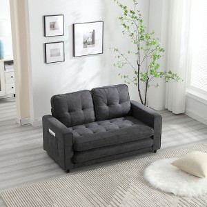 PAGED 3 Fold Sofa Convertible Sofa Bed Pull Out Couch with Side Storage Bags and Thickened Foam Filling for Living Room, Home Office, Dark Gray - 1 of 4