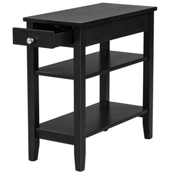 Tangkula End Table Sofa Side Table with Drawer Double Shelf Narrow Nightstand for Living Room & Bedroom Brown/Black