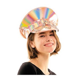 Morris Costumes Adult General Sizing Pink Iridescent Captain Hat with Silver Chains Costume Headwear - Pink - 1 of 1