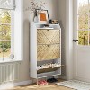18" Narrow Shoe Cabinet w/ 3 Tilt-Drawers - Wood Tone Space-Saver for Hallways & Entryways, Adjustable Oak/White Finish - 4 of 4