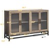 55" Modern Sideboard Buffet with Power Outlet & LED Lights - 4-Door Storage Cabinet with Adjustable Shelves - 3 of 4
