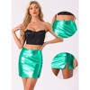 Allegra K Women's Faux Leather Bodycon Split High Waist Pencil Mini Skirts - image 2 of 4