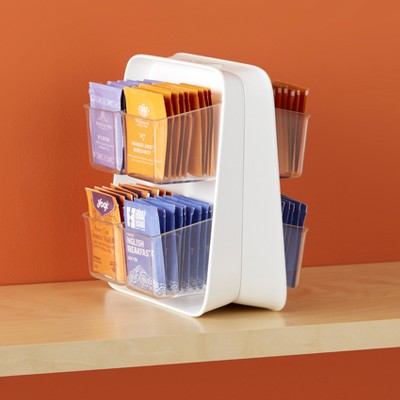 White Plastic Tea Bag Organizer with Removable Bins