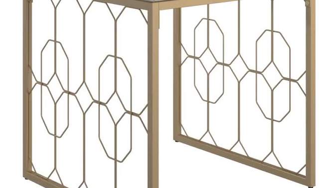Khalilah Octagon Pattern Gold Metal and Glass End Table Gold - Inspire Q, 2 of 8, play video