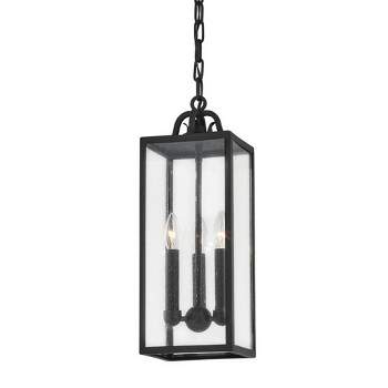 Troy Lighting Caiden 3 - Light Pendant in  Forged Iron Clear Seeded Shade