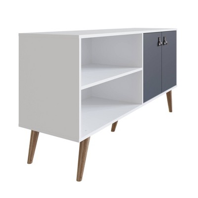 Amber White and Blue MDF TV Stand with Cabinet