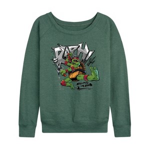 Women's - Teenage Mutant Ninja Turtles - Raphael Going In Loud Lightweight French Terry Wide Neck Long Sleeve Shirt - 1 of 4