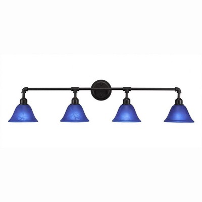 Toltec Lighting Vintage 4 - Light Vanity in  Dark Granite with 7" Blue Italian Shade