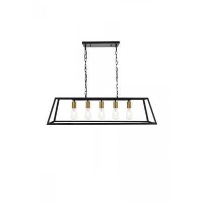 Elegant Lighting Resolute 5 light brass and black Pendant