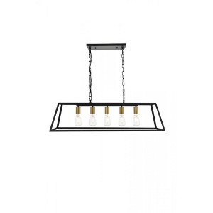 Elegant Lighting Resolute 5 light brass and black Pendant - 1 of 4