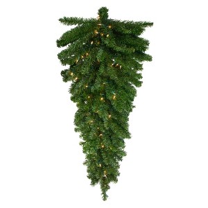 Northlight 42" Prelit Canadian Pine Artificial Christmas Teardrop Door Swag - Clear Lights - 1 of 3