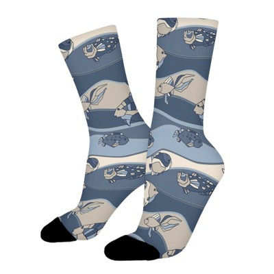 Vintage Fish Women Printed Crew Socks Funny Funky Socks Soft Polyester Novelty Gifts for Artists Men