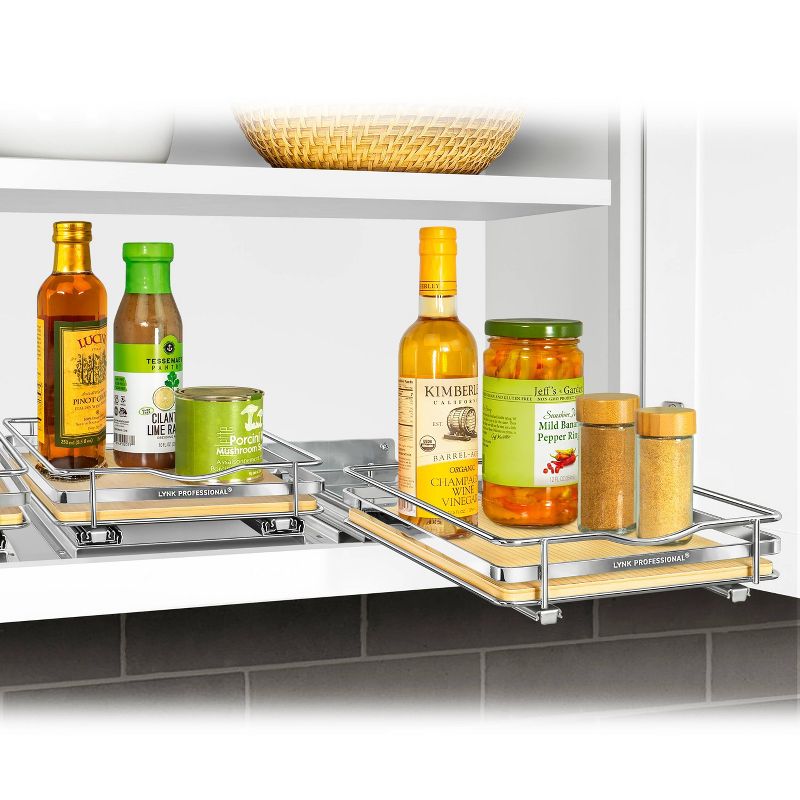 Lynk Professional Slide Out Vertical 8.25&#34; Single Metal/Wood Spice Rack Silver, 5 of 7