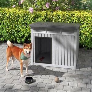 SEVOBAL Pet Crates and Houses Dog House Easy Assembly Open Roof Cleaning Weatherproof Spacious for Indoor and Outdoor, Gray, 42.87"*32.95"*31.61" - 1 of 4