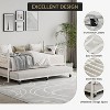 White Daybed with Trundle Bed, Twin Size Metal Day Bed with Floral Headboard, Modern Metal Sofe Bed Frame with Pull-Out Trundle - 4 of 4