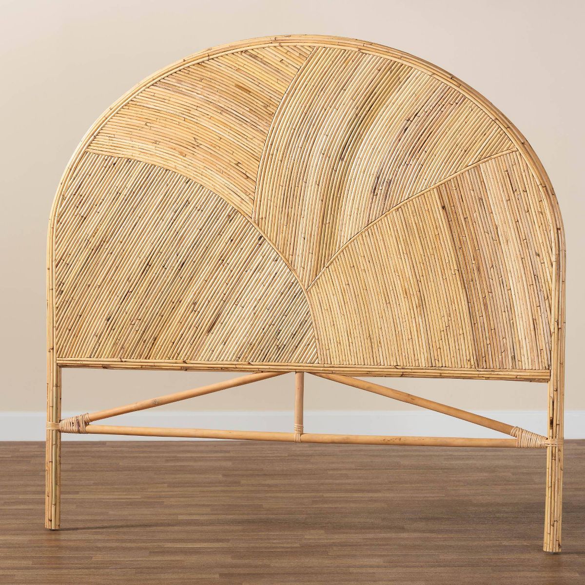 bali & pari King Seana Rattan Standalone Headboard Honey: Bohemian Design, No Mount Needed - thumbnail 7