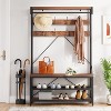 Hall Tree with Storage Bench 72" Coat Rack Shoe Bench 4-in-1 Entryway Bench Industrial Storage Shelving Organizer with 8 Hanging Hooks - 2 of 4
