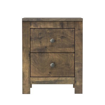NicBex Set of 2 Nightstand with 2 Drawers,18.1 inch  Side Table with Retro Design and Storage Space,Bedside Table for Bedroom,Living Room,Gray/Brown