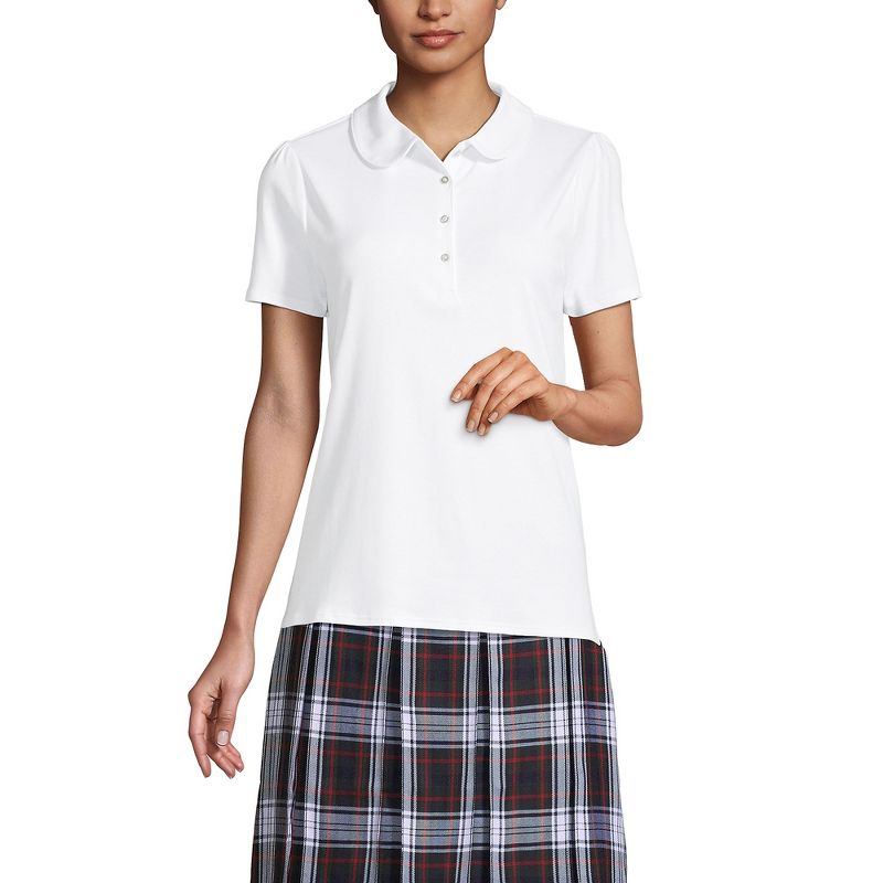 Lands' End School Uniform Women's Short Sleeve Peter Pan Collar Polo Shirt, 2 of 3