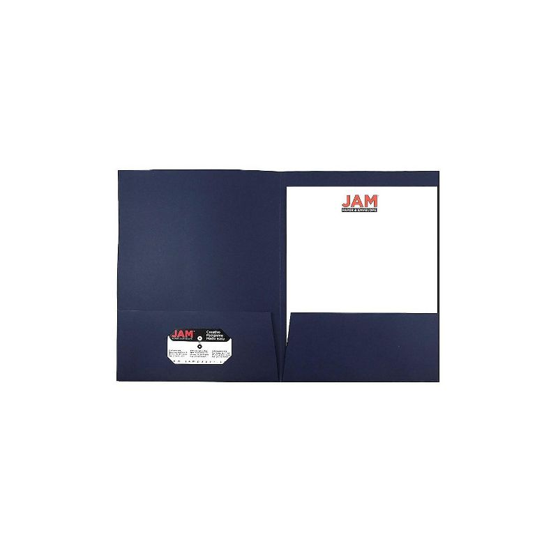 JAM Paper 2-Pocket Presentation Folders Navy Linen 100/Box 26982B, 3 of 7
