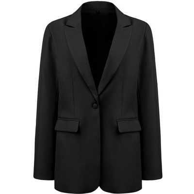 Hobemty Women's Long Sleeve 1 Button Notch Lapel Collar Blazer
