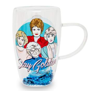 Silver Buffalo The Golden Girls "Stay Golden" Double-Walled Glass Mug | Holds 15 Ounces