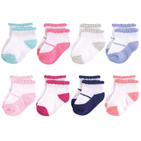 Luvable Friends Baby Girl Socks Set, Light Pink White, 0-6 Months