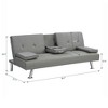 NicBex 66.1 Inch Convertible Folding Futon Sofa Bed with 2 Cup Holders and Stainless Legs for Living Room,Office,Bedroom,Gray - 3 of 4
