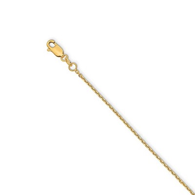 Black Bow Jewelry 1.4mm 14k Yellow Gold Solid Diamond Cut Cable Chain Necklace