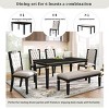 6-Piece Dining Table Set with Upholstered Tufted Chairs and Bench, Solid Wood Frame and 60in Rectangular Table for Modern Kitchen-Cuddlewood - 3 of 4
