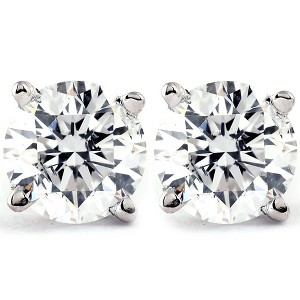 Pompeii3 1 CT. T.W. Natural White Diamond Studs 14K White or Yellow Gold - 1 of 4