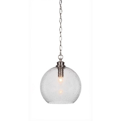 Toltec Lighting Cordova 1 - Light Pendant in  Brushed Nickel with 9" Silver Textured Shade