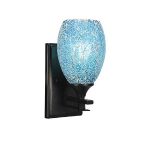 Toltec Lighting Uptowne 1 - Light Sconce in  Dark Granite with 5" Turquoise Fusion Shade - 1 of 1