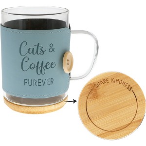 Pavilion Gift Company - Cats - 16 oz Wrapped Glass Mug with Coaster Lid - Drinkware - 1 of 4