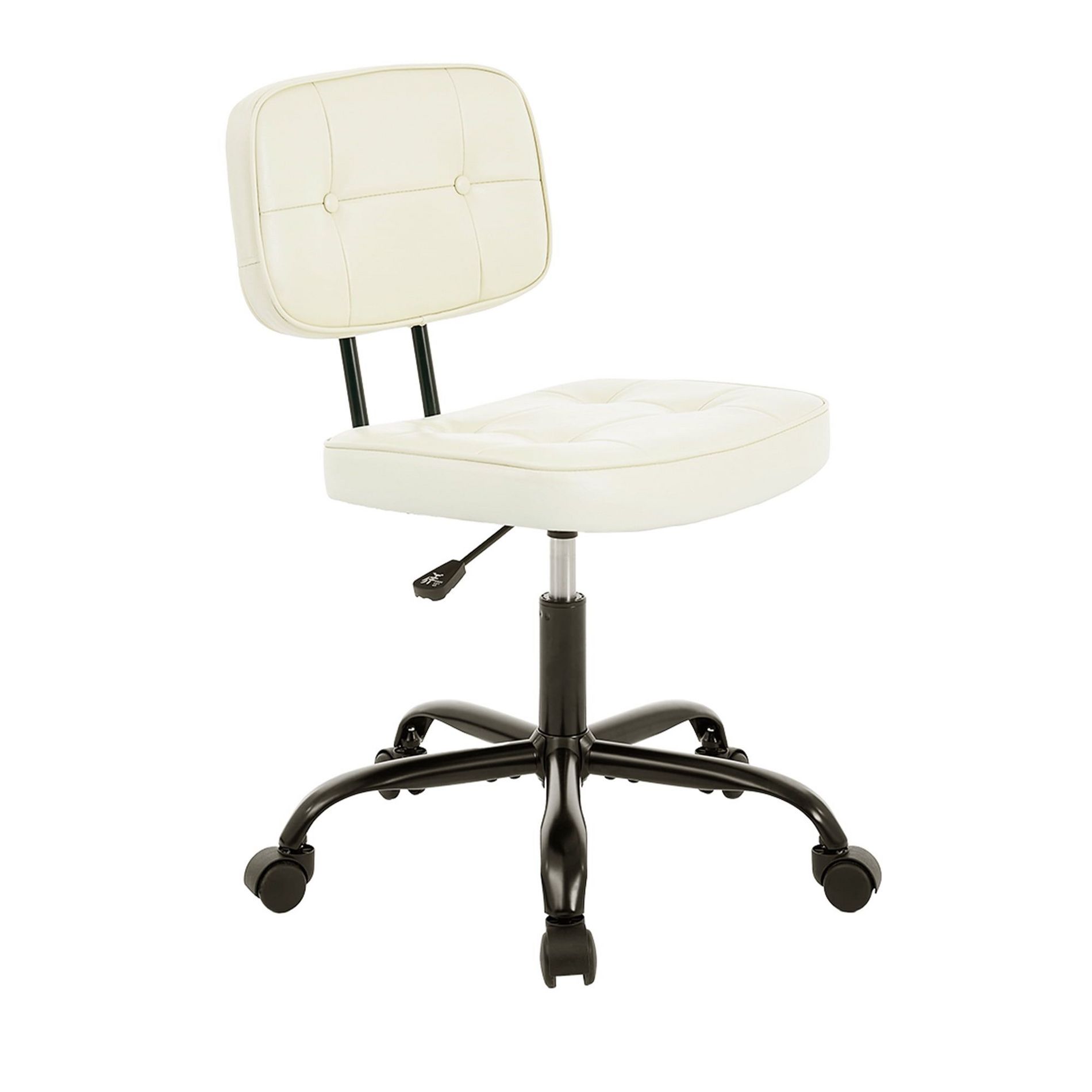 JIONJOY Ergonomic Armless Office Chair, PU Leather Desk Chair with Thickened Cushion, Rolling Chair for Small Spaces, Dorms & Home Office