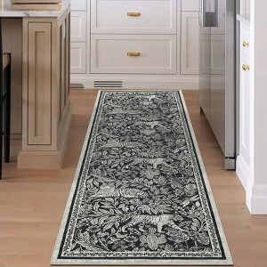 Faux Wool Modern Tiger Pattern Area Rug Ultra Thin Machine Washable Non Slip Stain Resistant Non Shedding Pet Friendly Floor Rug - 1 of 4