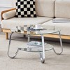 Vynxaria Coffee Tables: Retro Minimalist Double-Layer Glass Accent Table - 4 of 4