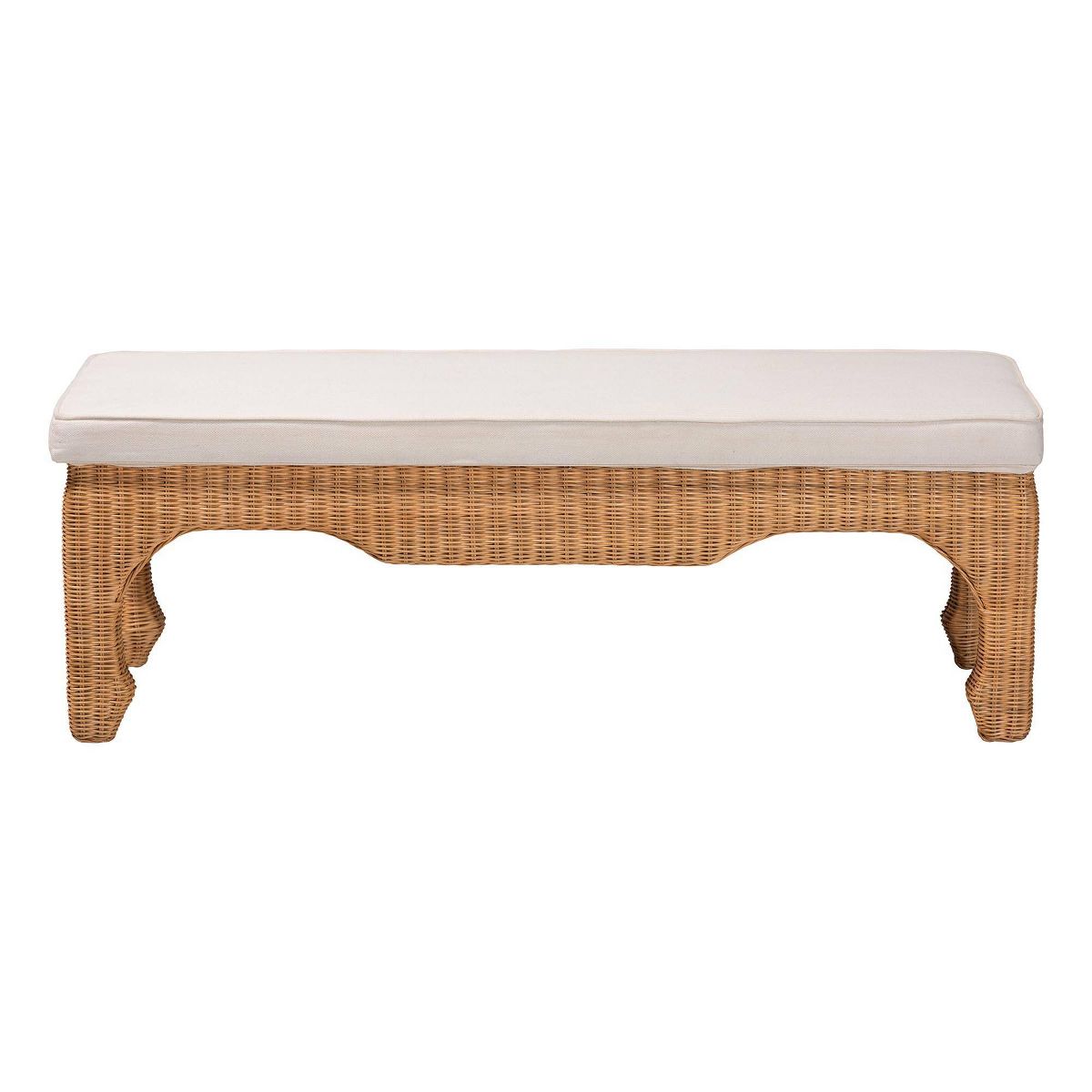 bali & pari Abena Ming Style Natural Rattan Bench with Cushion Light Honey - thumbnail 2