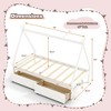 Costway Twin Size Wooden House Bed with 2 Drawers Roof Storage for Boys & Girls White/Gray/Natural - 3 of 4