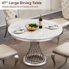 PAGED 46.85" Dining Table, Round Kitchen Table with Faux Marble Tabletop and Stainless Steel Base, Coffee Table for Kitchen Dining - 2 of 4