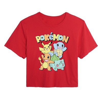 Women's - Pokémon - Kanto Starters Cropped Graphic T-Shirt