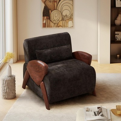 Oversized Modern Accent Armchair,Chenille Upholstered Accent Chair with Thick Cushion and Pillow, Oversized Reading Chair for Living Room,Bedroom
