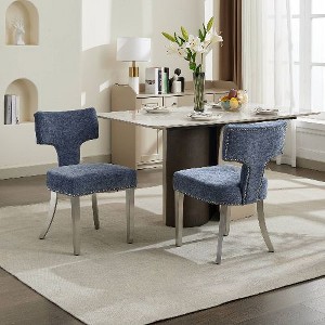 Kumasinova Mid Century Modern Counter Height Bar Stools Set of 2, Farmhouse Upholstered Counter Stools with Copper Nails,Armless Counter Height Stools - 1 of 4