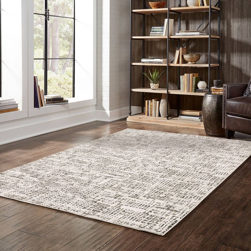 Nirvan Abstract Gridwork Indoor Area Rug Ivory/Gray - Captiv8e Designs, 3 of 13