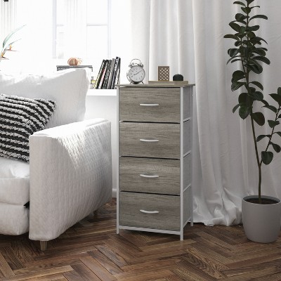 Harris White Cast Iron Frame 4-Drawer Light Gray Fabric Dresser