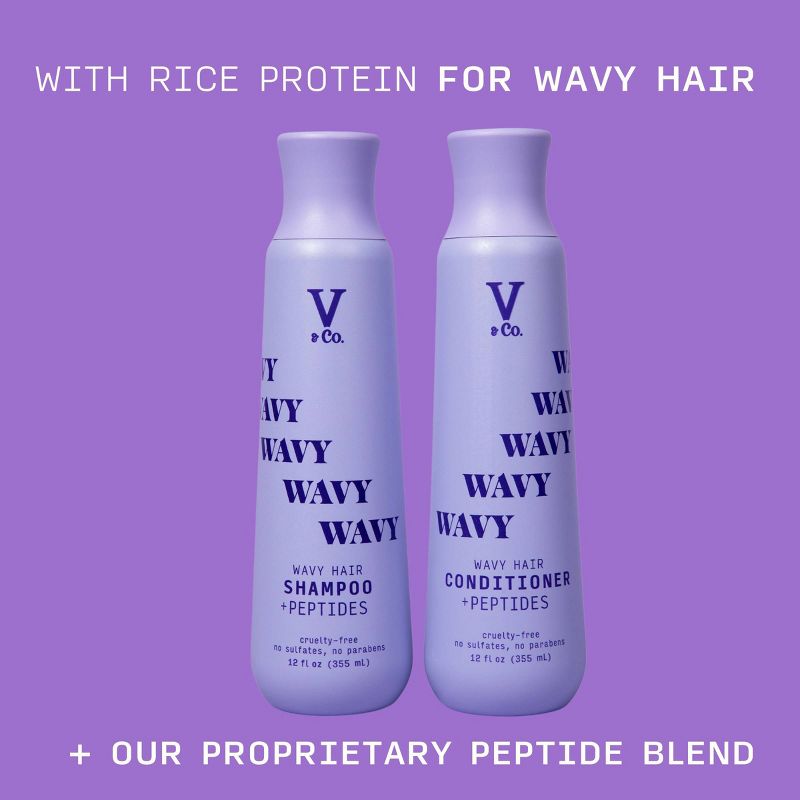 V&#38;Co. Beauty Wavy Hair + Peptide Shampoo 12oz, 3 of 14