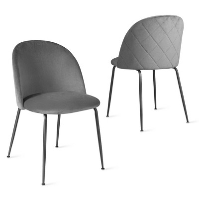 Tangkula Dining Chair Set of 2 Upholstered Velvet Chair Set w/ Metal Base for Living Room